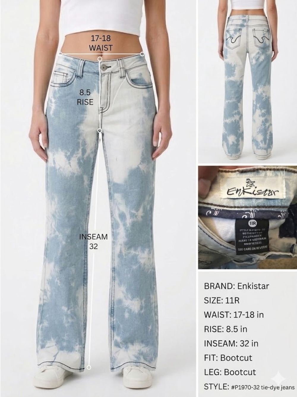 Light Blue Tie-Dye Bootcut Flare Jeans